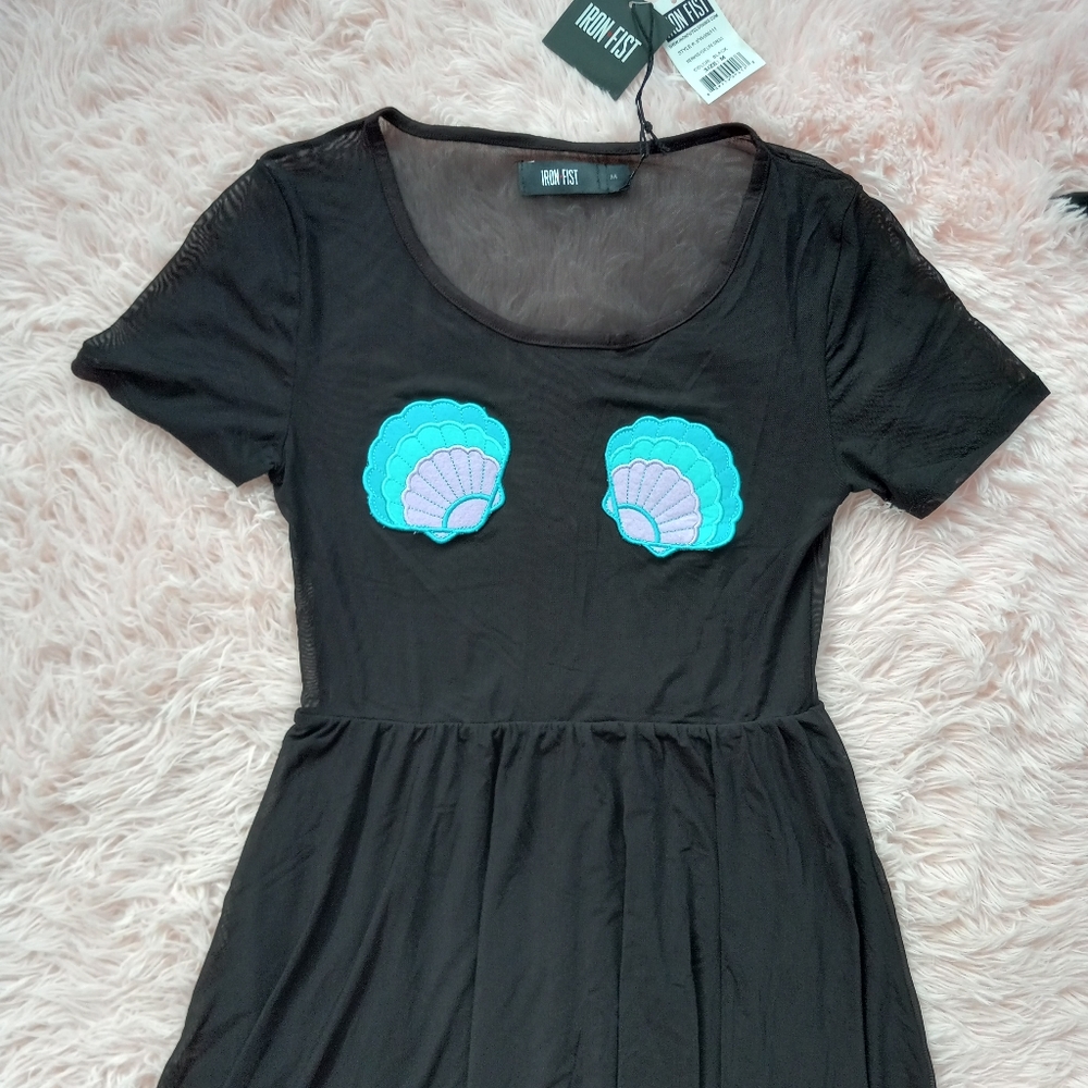 LAST 1! Iron fist mermaid nwt soft flowy maxi w sheer mesh top & seashell pastie - Picture 2 of 16